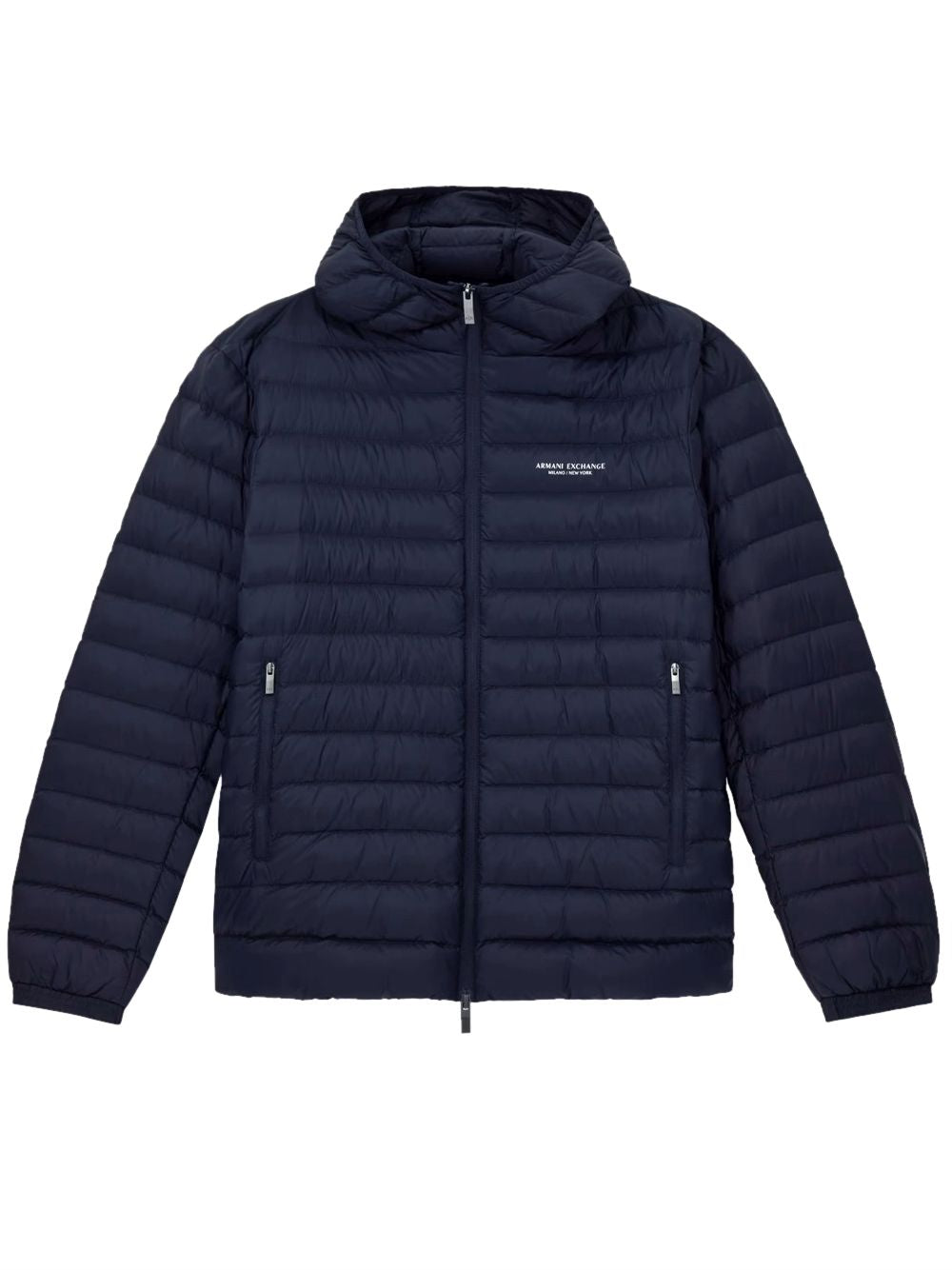 Piumino Armani trapuntato in nylon con cappuccio Essential Uomo - Navy