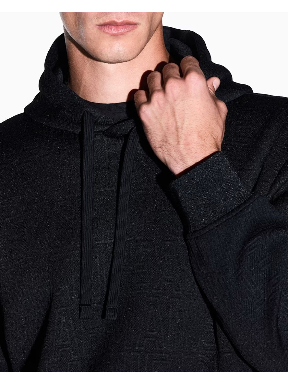 Felpa Armani in jersey jacquard elasticizzato Uomo - Nero