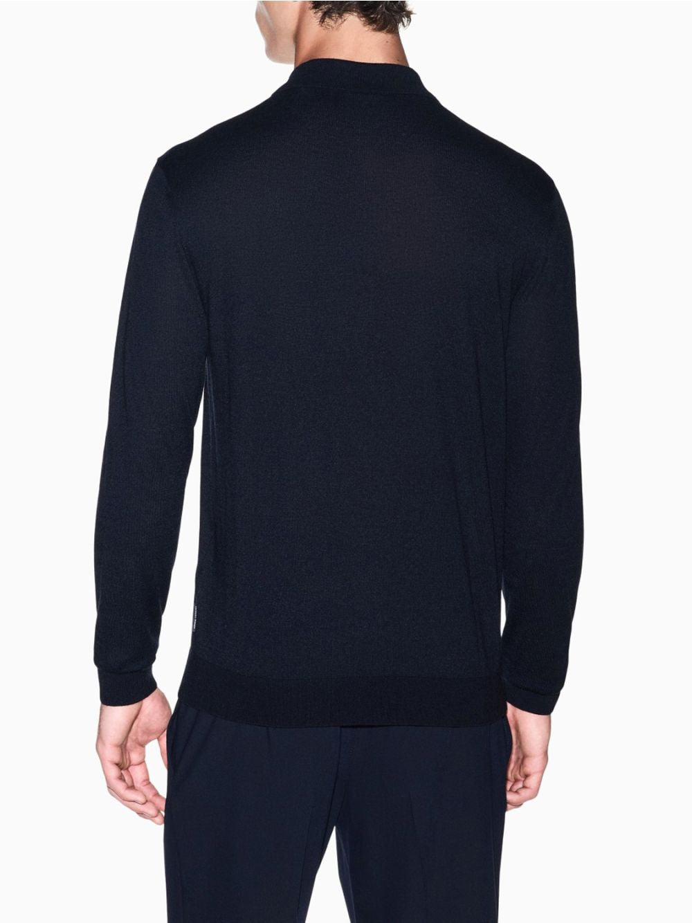 Polo Armani in maglia Crossover in lyocell e lana Uomo - Navy