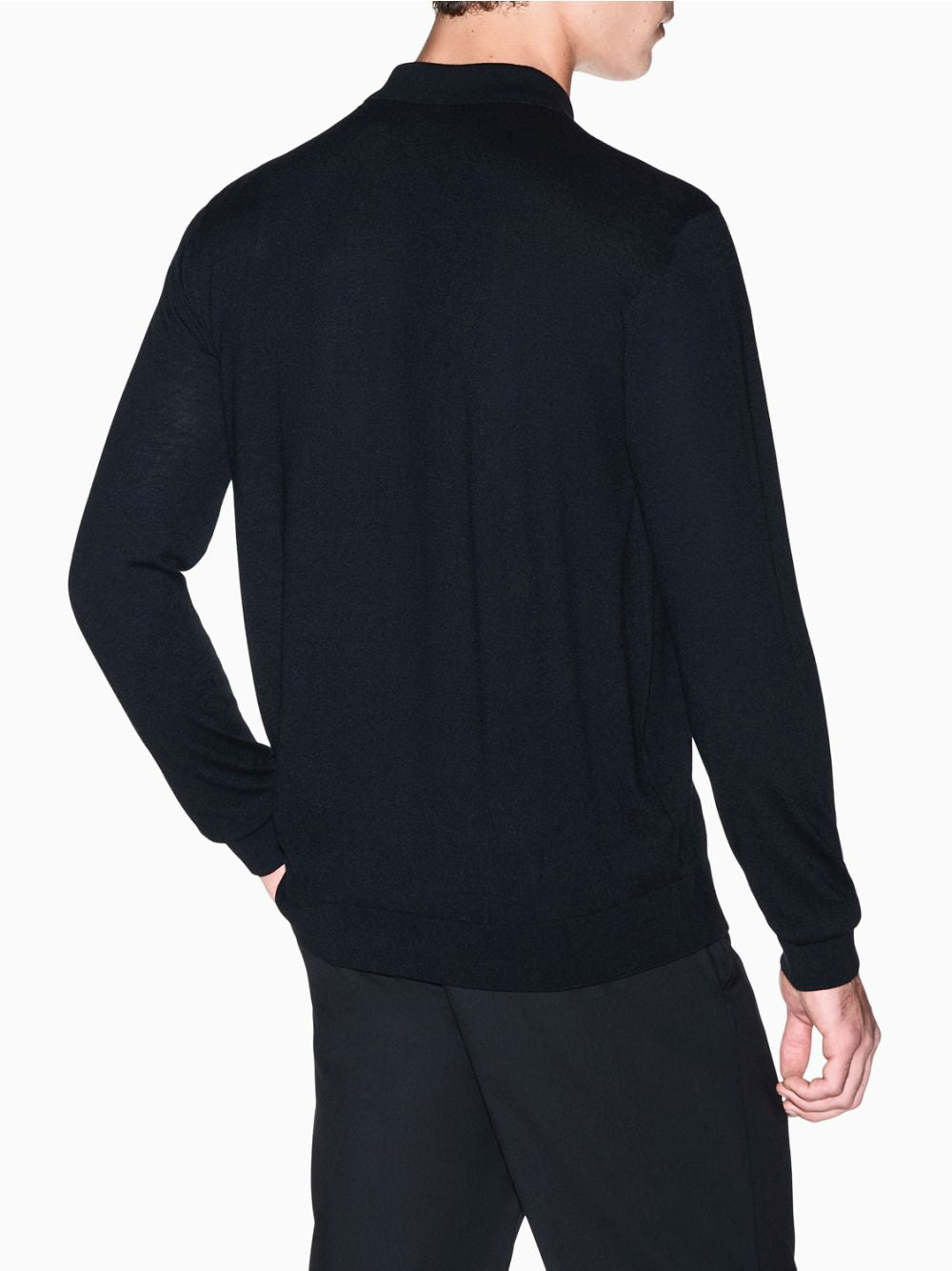 Polo Armani in maglia Crossover in lyocell e lana Uomo - Nero
