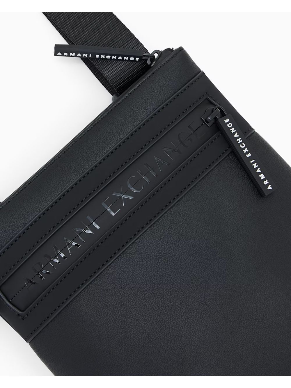 Borsa Tracolla Armani piatta in similpelle con logo in rilievo Uomo - Nero