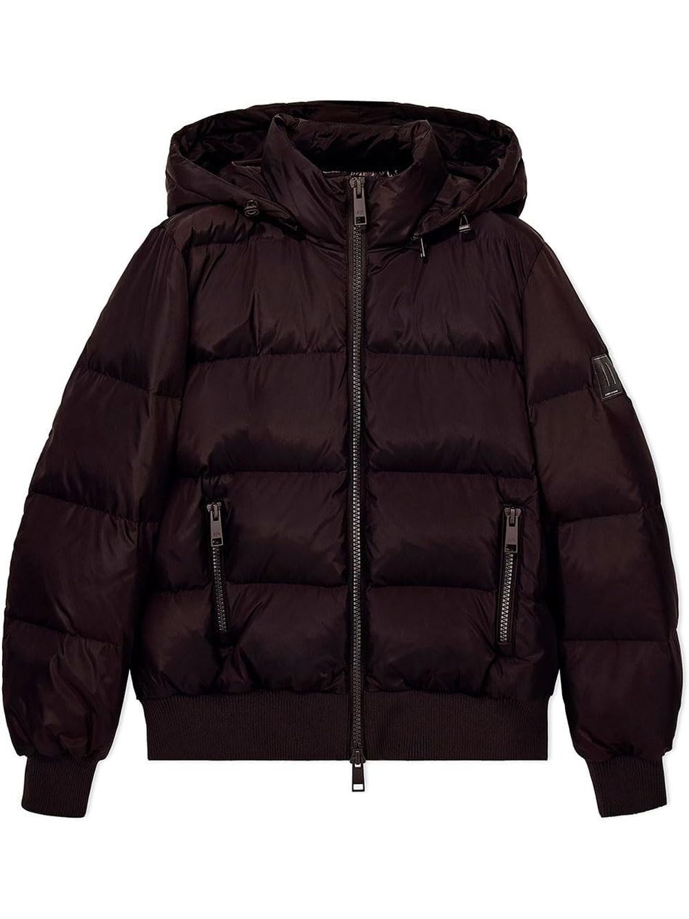 Piumino Armani trapuntato con cappuccio e finiture a costine Donna - Marrone