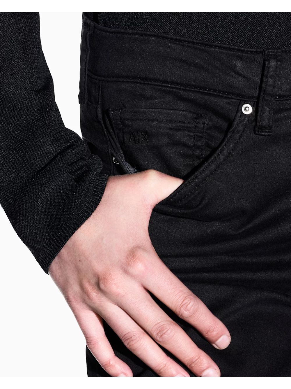 Jeans Armani cinque tasche flare a vita alta in cotone stretch Donna - Nero