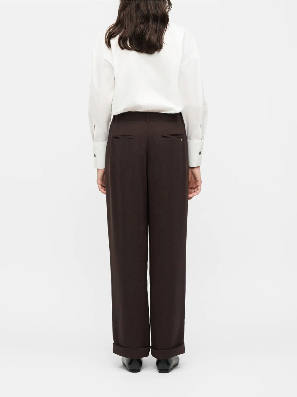 Pantalone Armani over in crepe riciclato con cintura Donna - Marrone