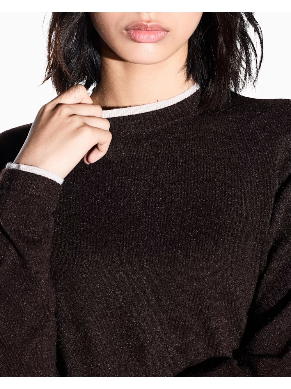 Pullover Armani regolare in maglia misto viscosa lana e cashmere Donna - Marrone