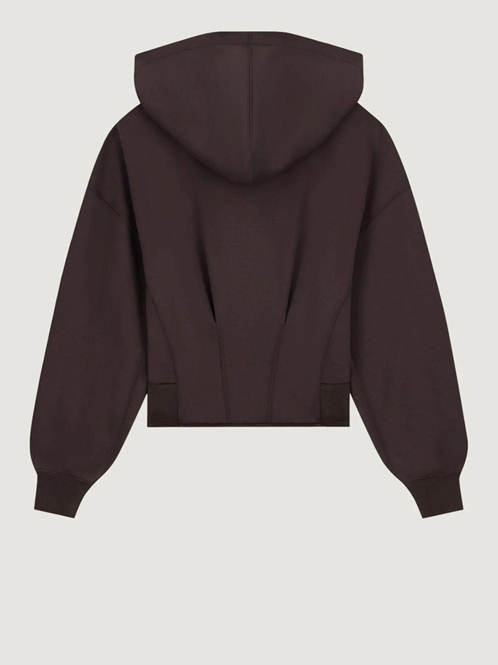 Felpa Armani con cappuccio e zip in tessuto scuba Donna - Marrone