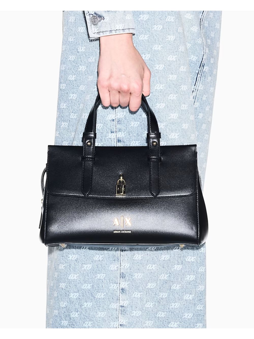 Borsa Armani con doppi manici e logo Donna - Nero