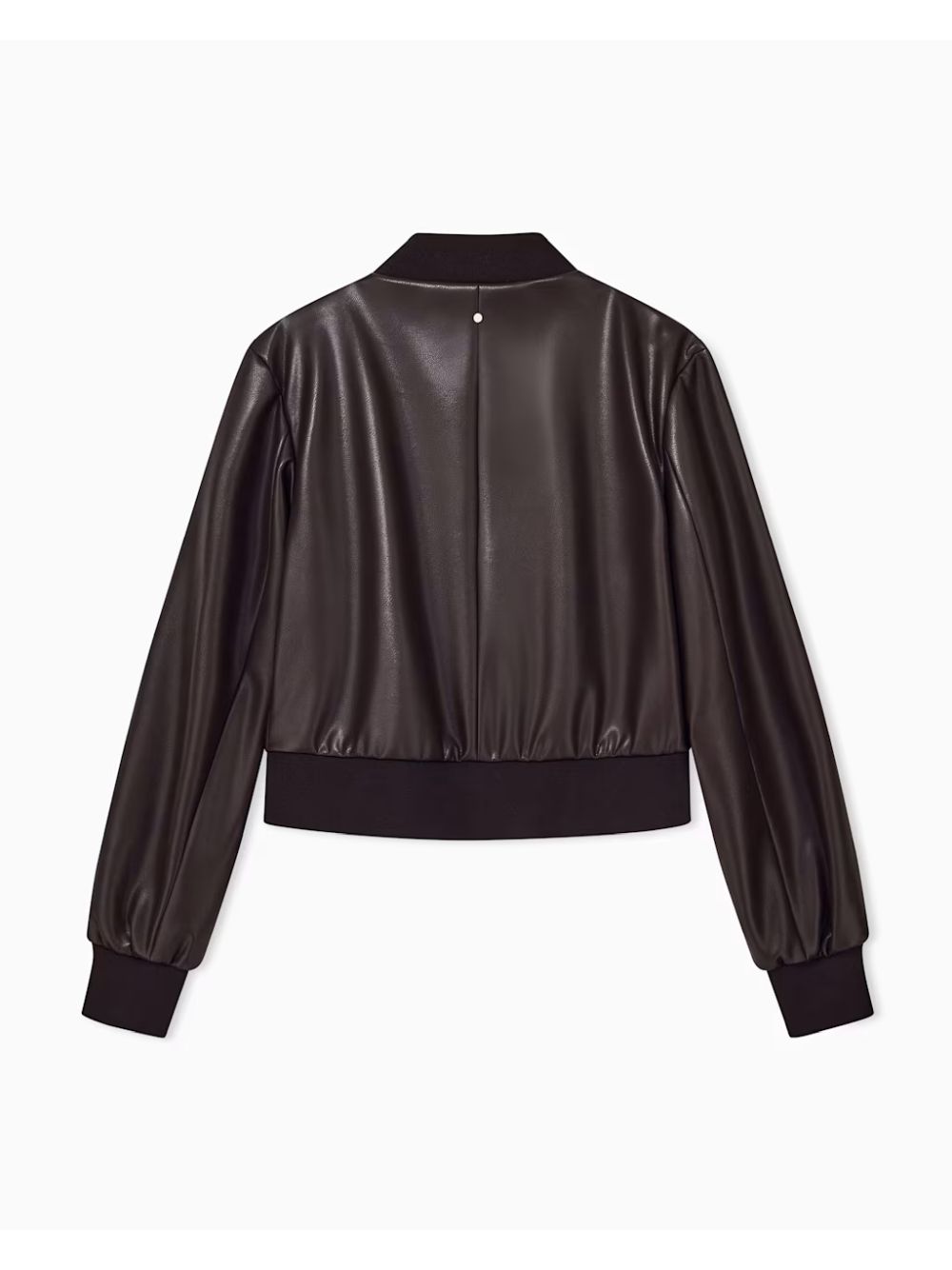 Giubbotto Armani in similpelle con zip e bordi a costine Donna - Marrone