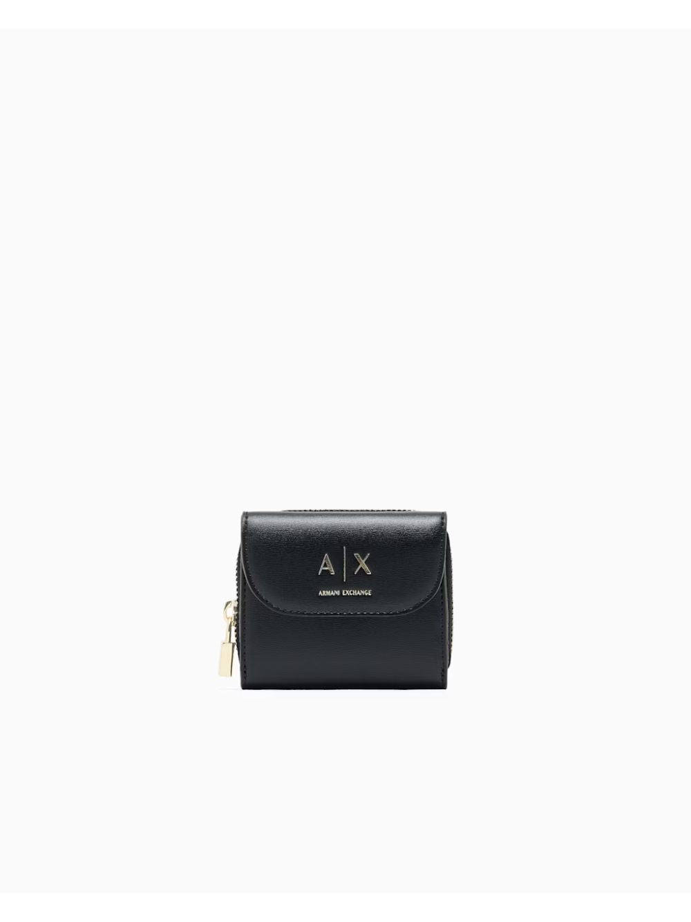 Portafoglio Armani Alice con zip e logo a contrasto Donna - Nero