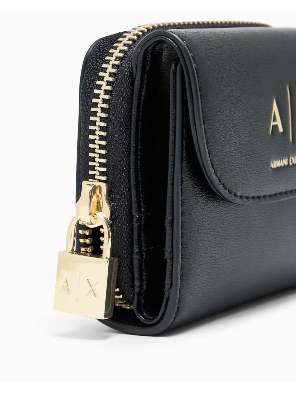 Portafoglio Armani Alice con zip e logo a contrasto Donna - Nero