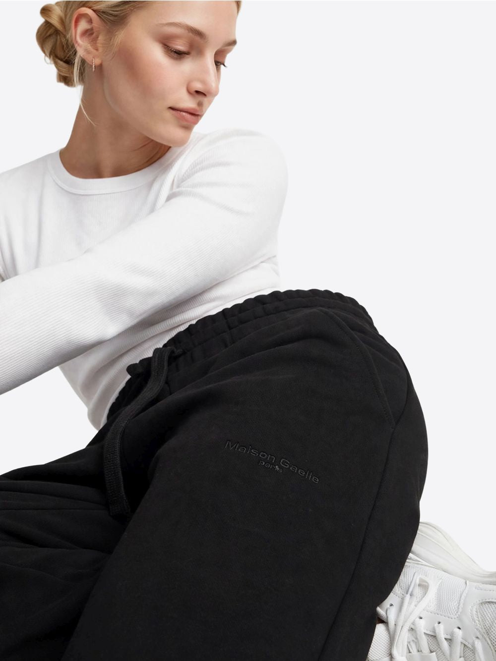 Pantalone Felpa Gaelle POLSINO E RICAMO LOGO Donna - Nero
