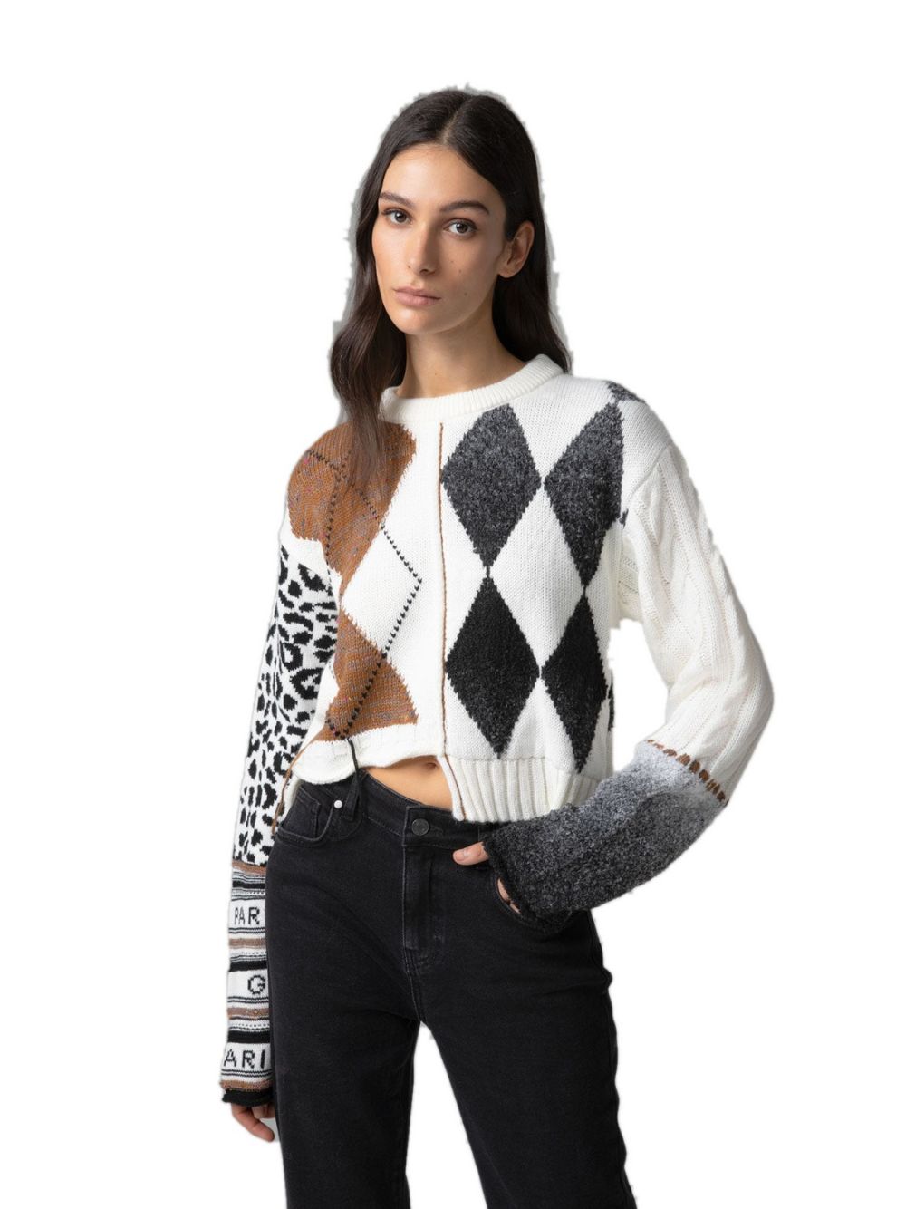 Pullover Gaelle PARICOLLO CON FONDO IRREGOLARE E MANICA LOGATA Donna - Avorio