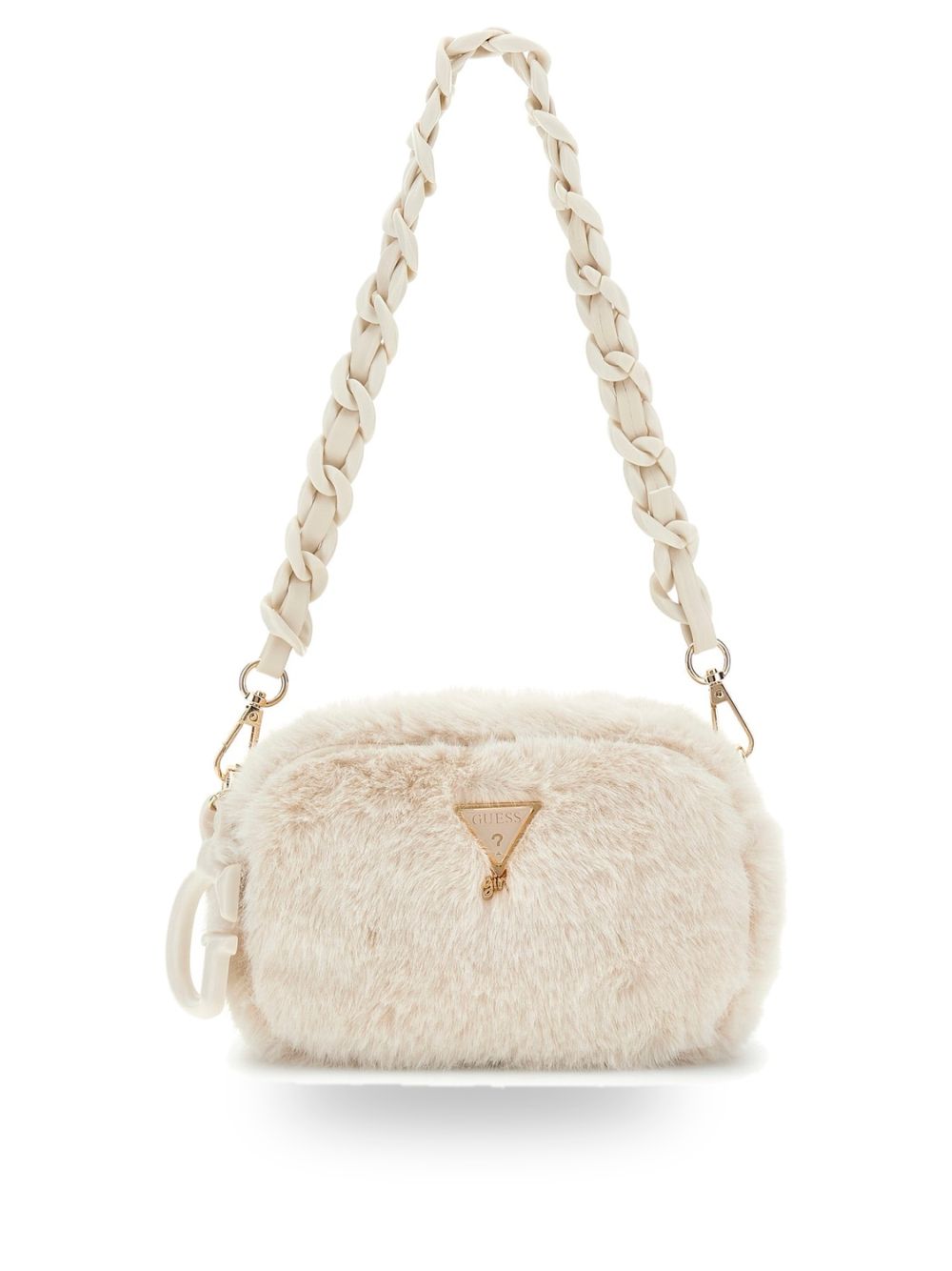 Borsa Guess FAUX FUR CAMERA BAG Bambina - Avorio