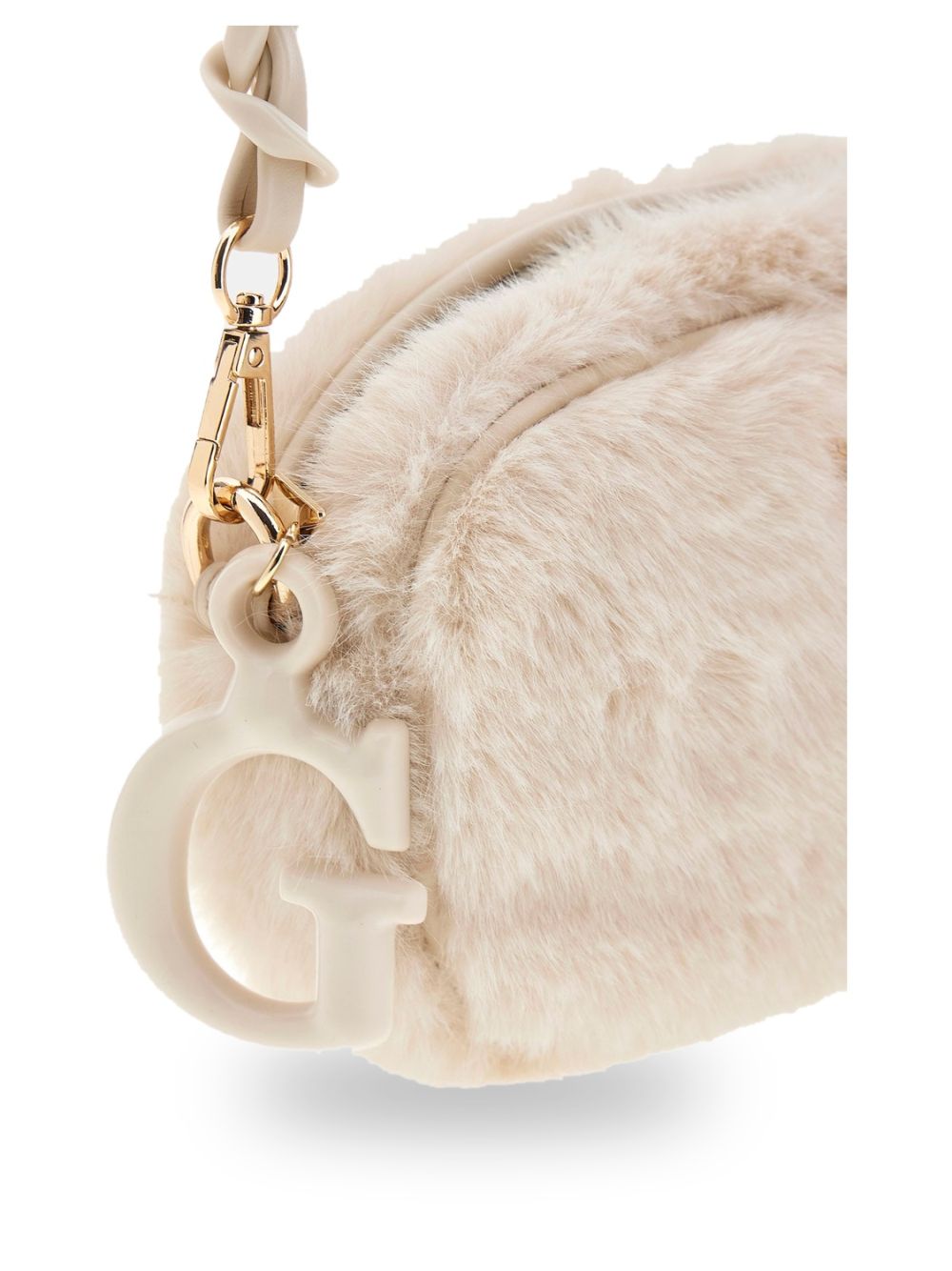 Borsa Guess FAUX FUR CAMERA BAG Bambina - Avorio