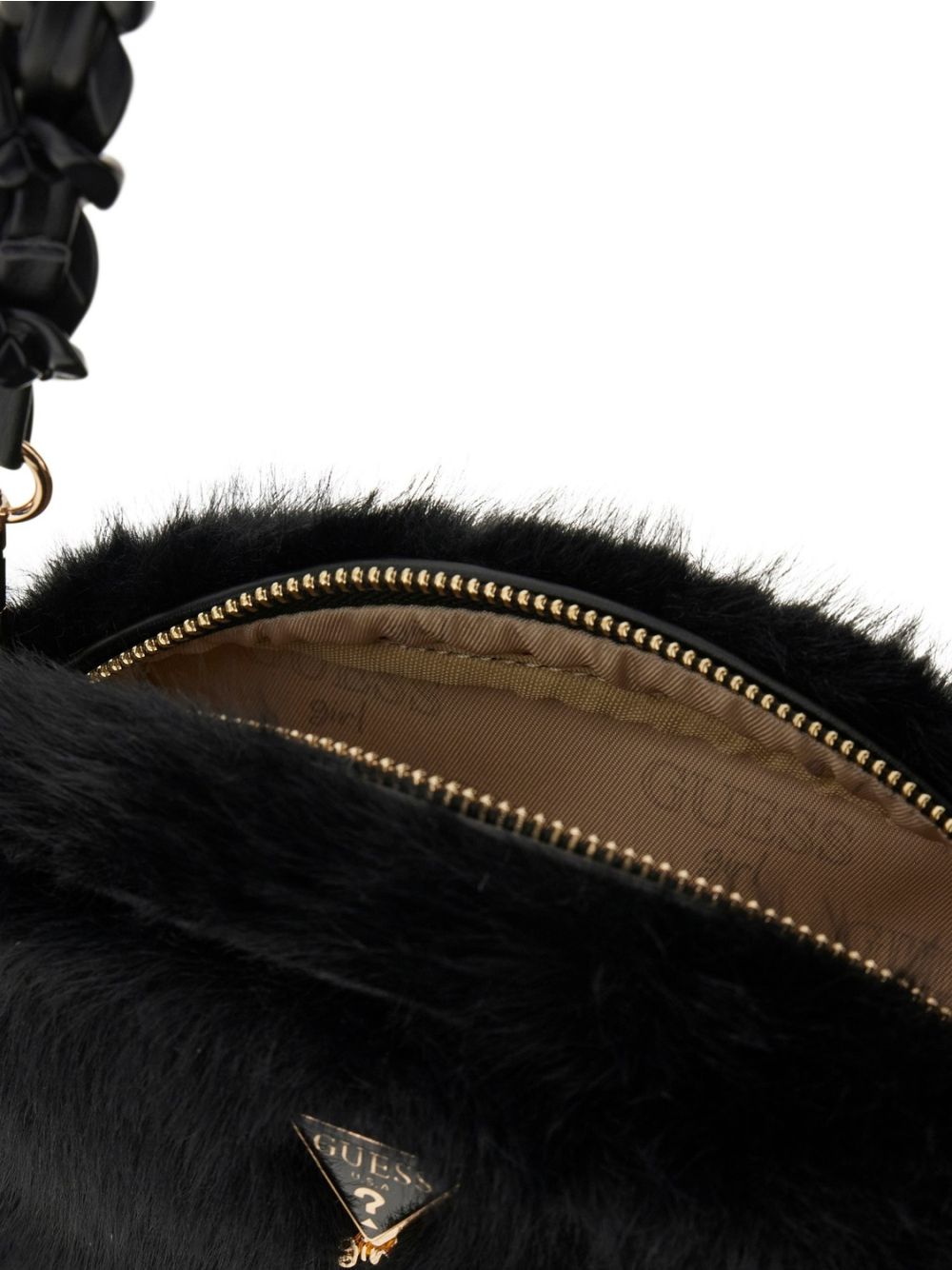Borsa Guess FAUX FUR CAMERA BAG Bambina - Nero