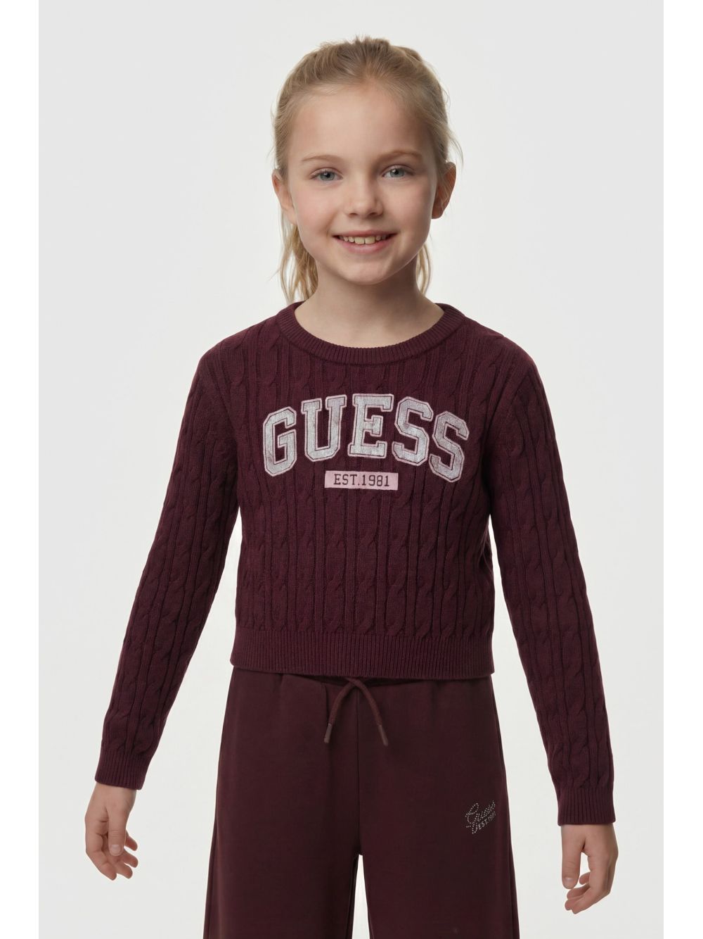 Maglia Guess CROP LS Bambina - Bordeaux