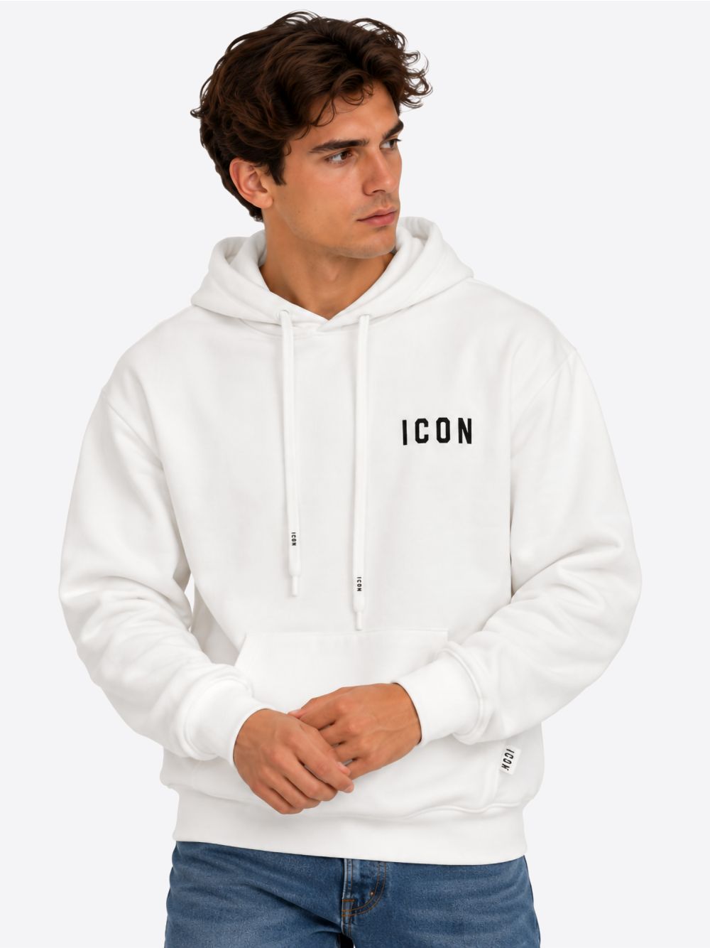 Felpa Icon LOGO SU CAPPUCCIO Uomo - Bianco