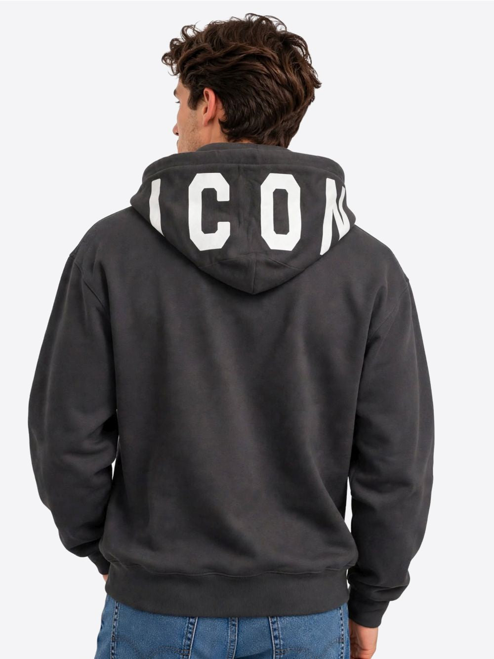 Felpa Icon LOGO SU CAPPUCCIO Uomo - Grigio