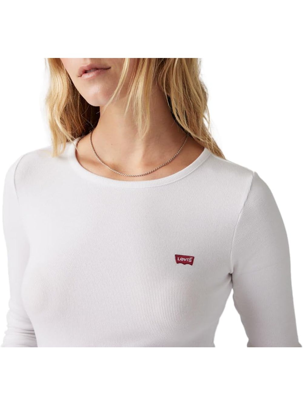 T-shirt Levi's HAYES LS TEE WARM CABERNET RIB Donna - Bianco