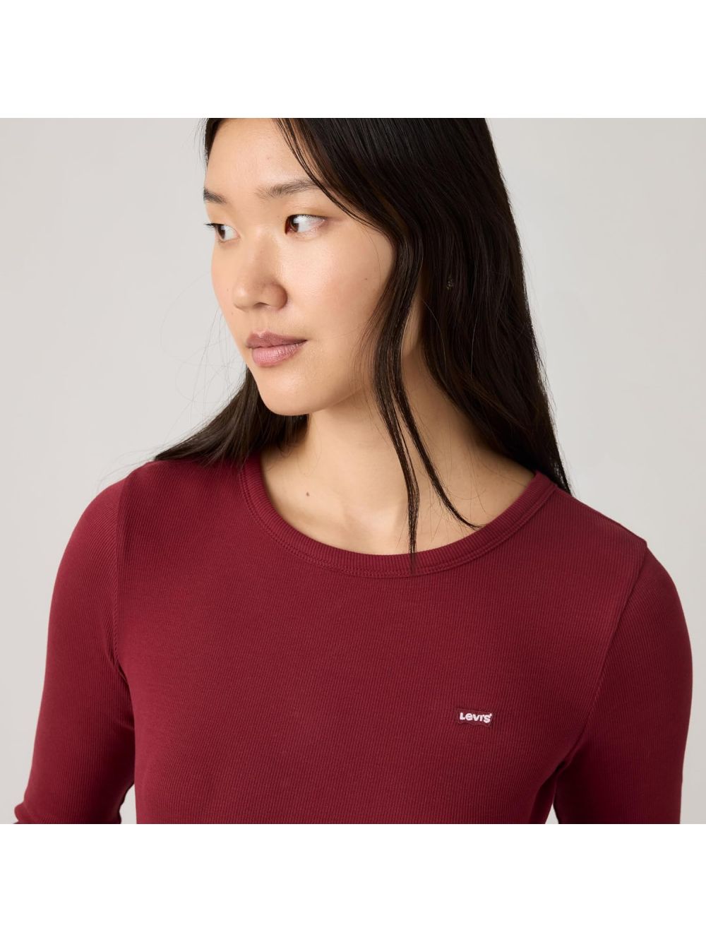 T-shirt Levi's HAYES LS TEE WARM CABERNET RIB Donna - Rosso