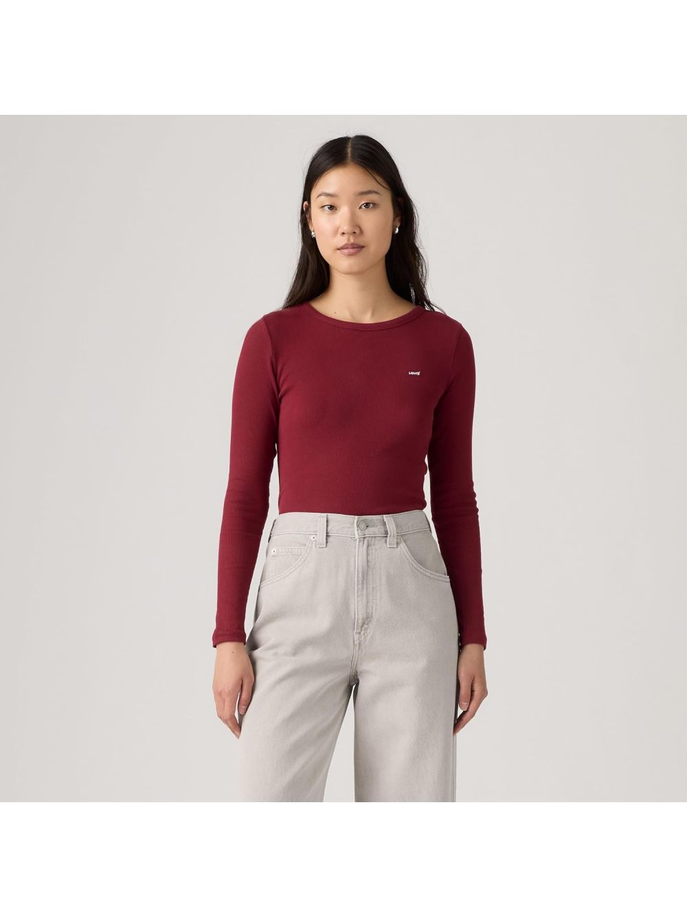 T-shirt Levi's HAYES LS TEE WARM CABERNET RIB Donna - Rosso
