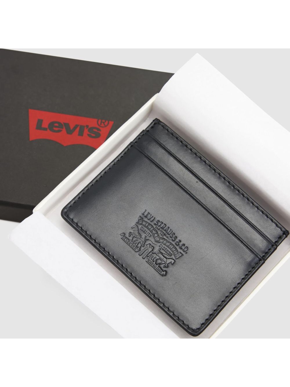 Portafoglio Levi's LEATHER CARD CASE CAVIAR LEATHER Uomo - Nero