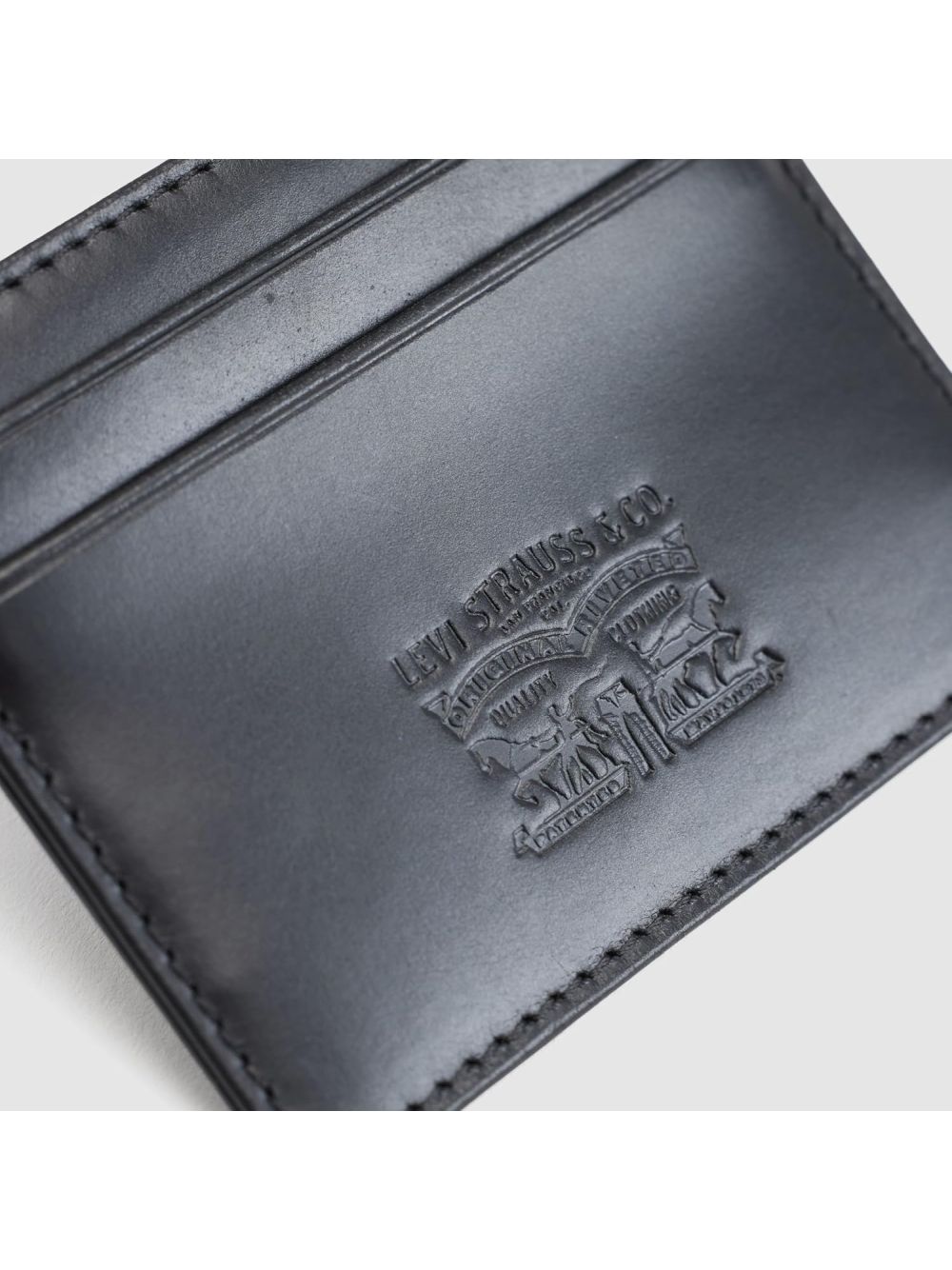 Portafoglio Levi's LEATHER CARD CASE CAVIAR LEATHER Uomo - Nero