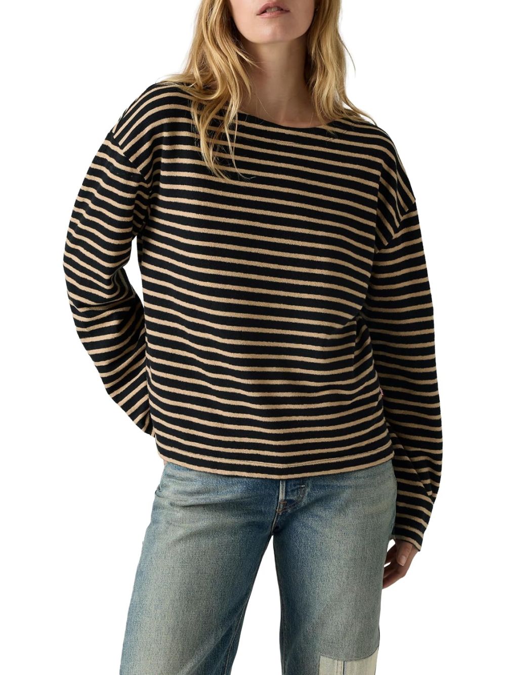 T-shirt Levi's ESME RELAXED LONG SLEEVE ALLIE STRIPE AN Donna - Nero