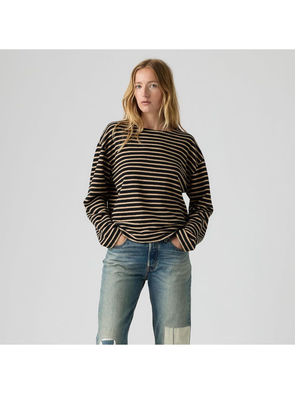 T-shirt Levi's ESME RELAXED LONG SLEEVE ALLIE STRIPE AN Donna - Nero