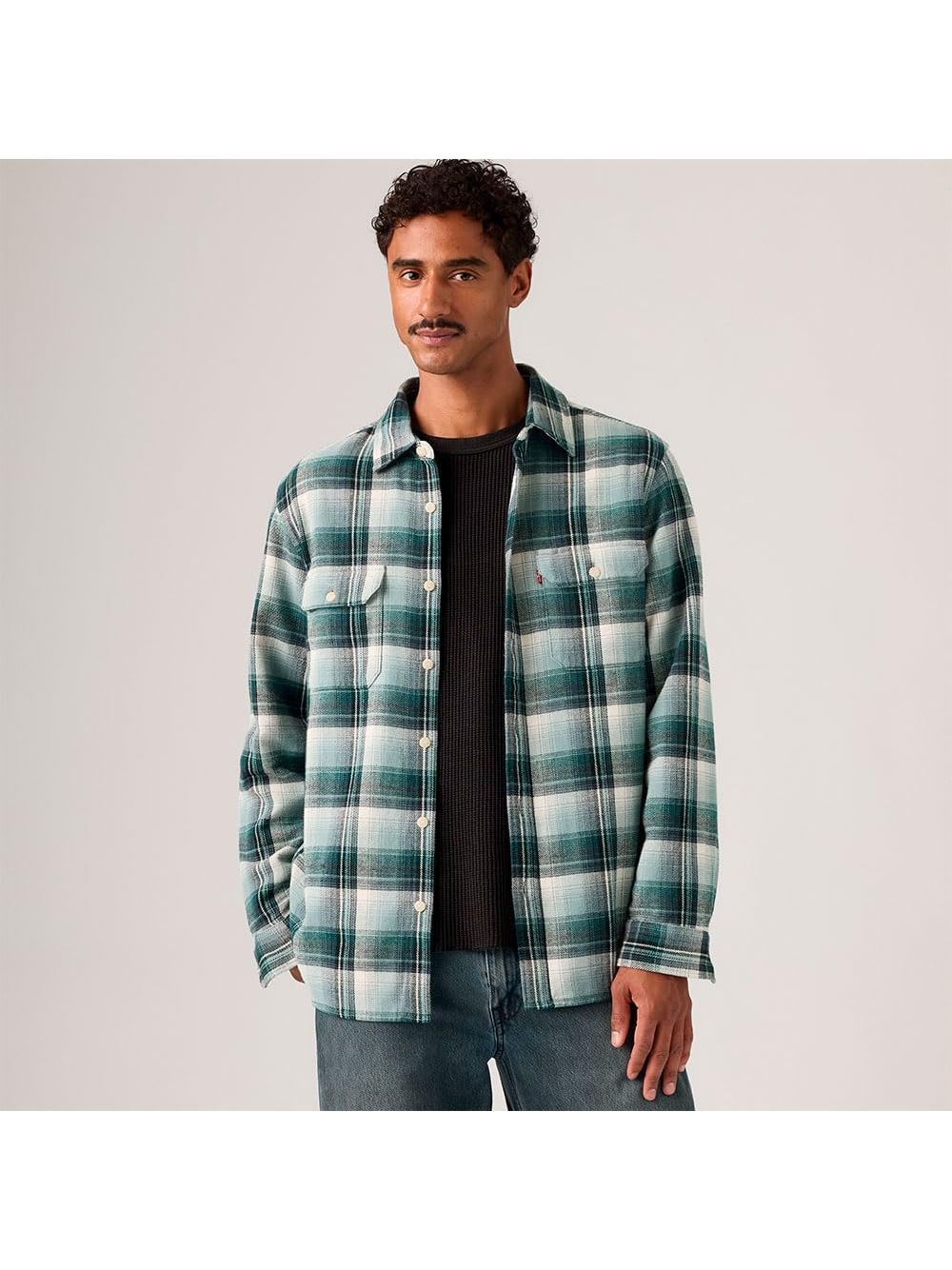 Camicia Levi's JACKSON WORKER EMIL PLAID STORMY SEA PLA Uomo - Blu