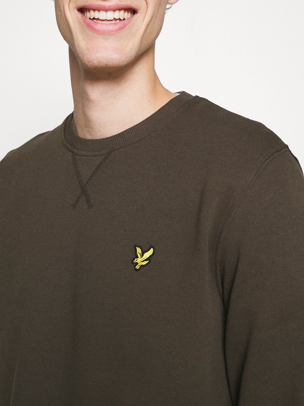 Felpa Lyle & Scott CREW NECK BRUSHBACK Uomo - Oliva