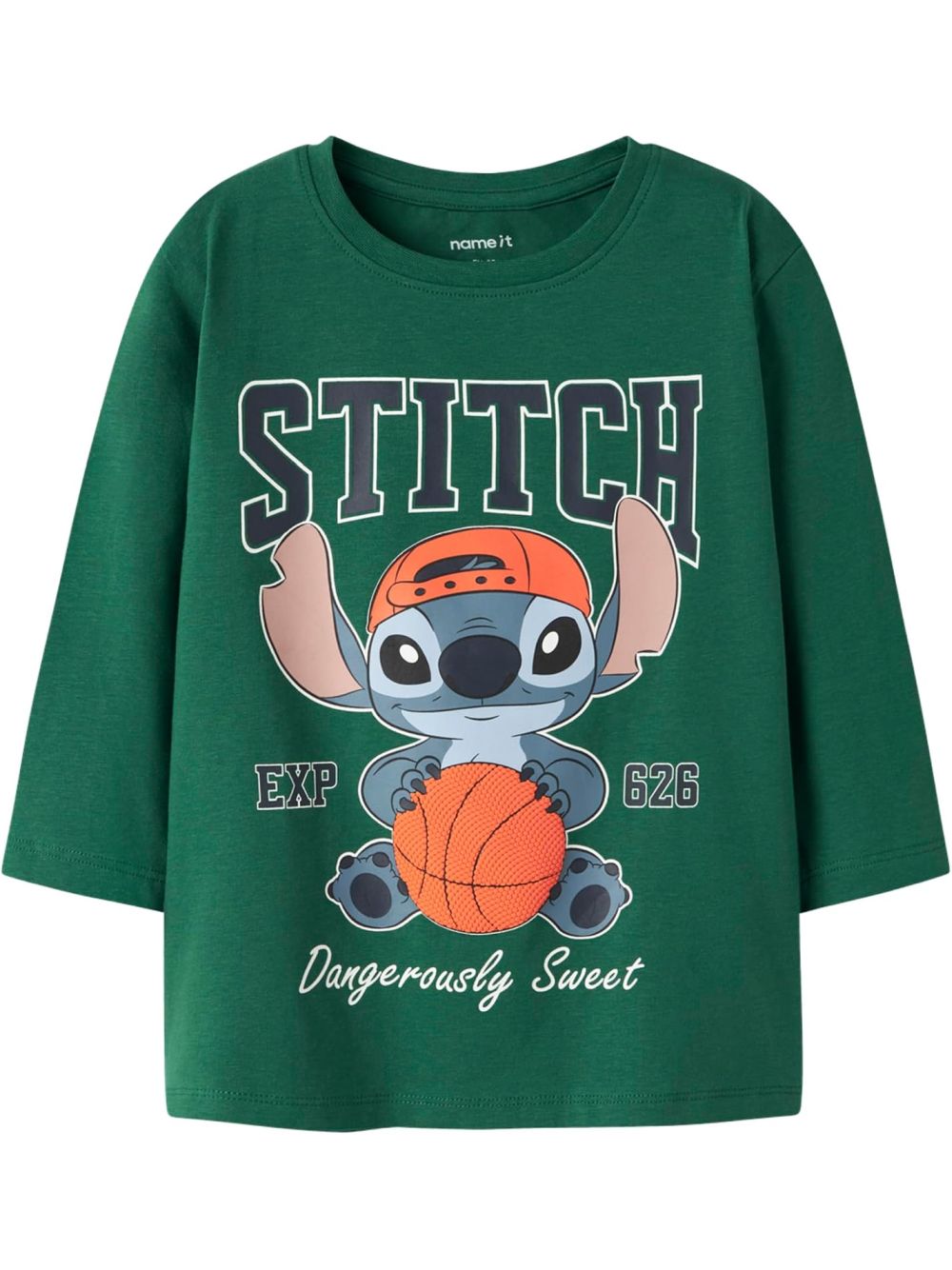 T-shirt Name It AMDRES STITCH LS NREG TOP WDI Bambino - Verde