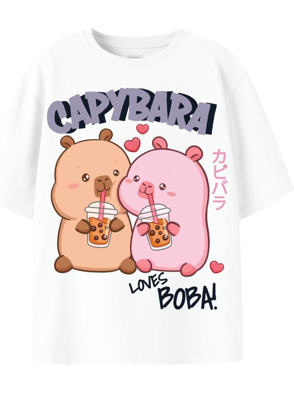 T-shirt Name It SYLLA CAPYBARA SS NREG TOP BOX SKY Bambina - Bianco