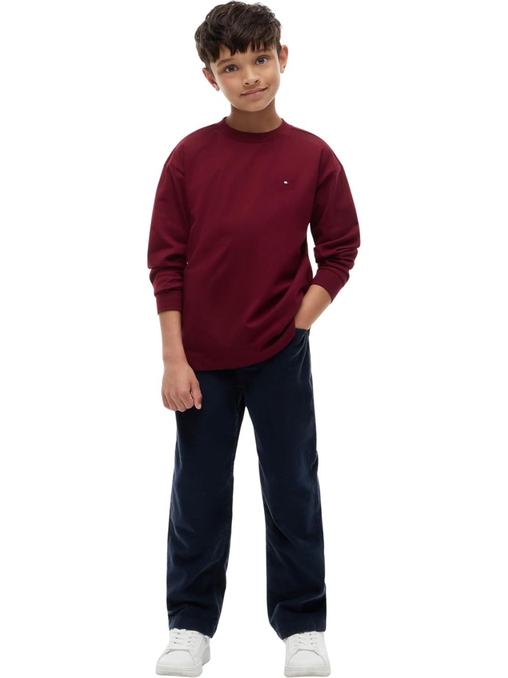 T-shirt Tommy Hilfiger ESSENTIAL T-SHIRT LS Bambino - Bordeaux