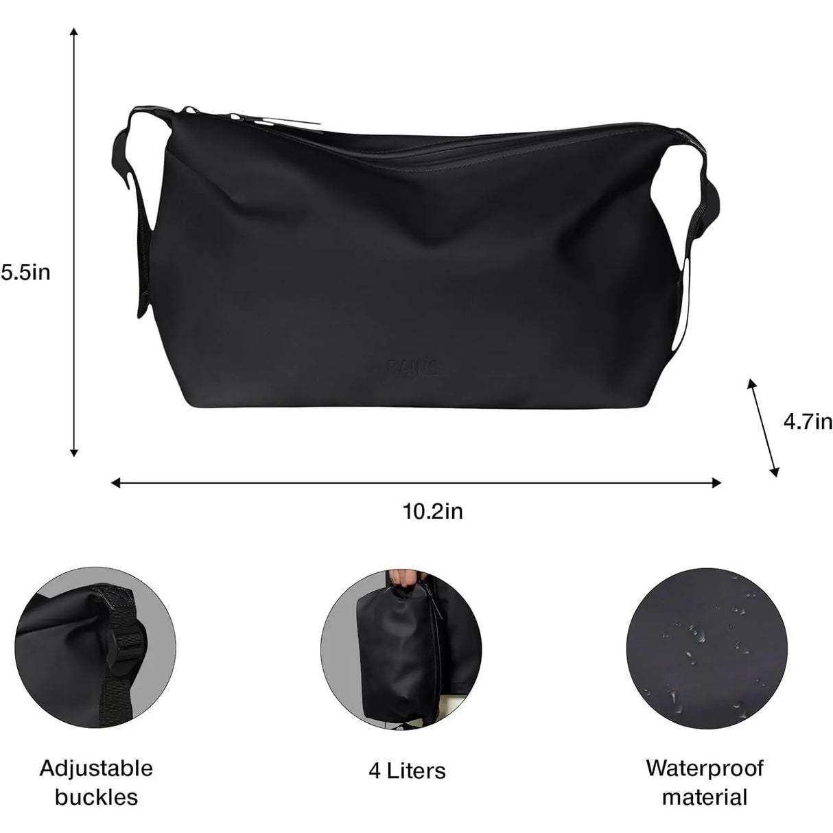 Borsa RAINS Unisex HILO WASH Nero RAINS  Angolo dello Sport