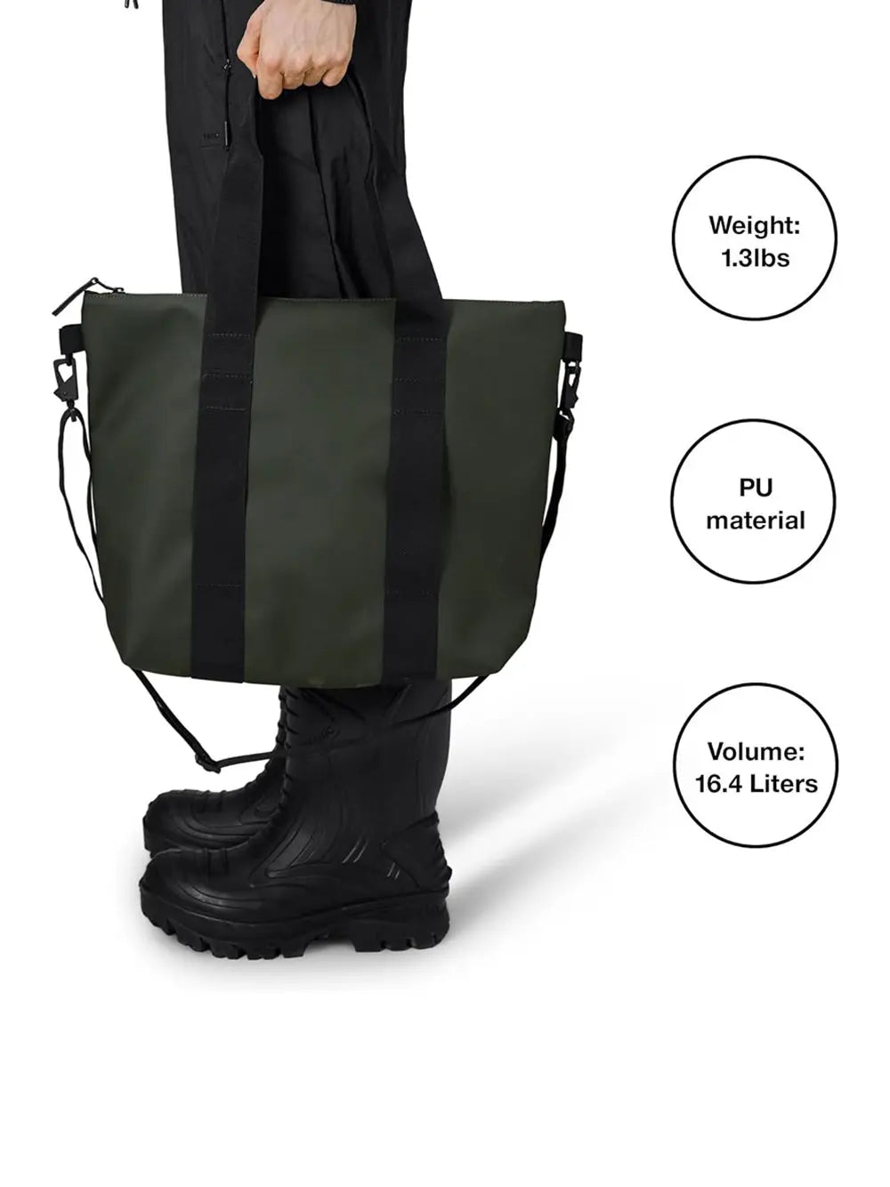 Borsa Rains Unisex Tote Mini Verde Rains  Angolo dello Sport