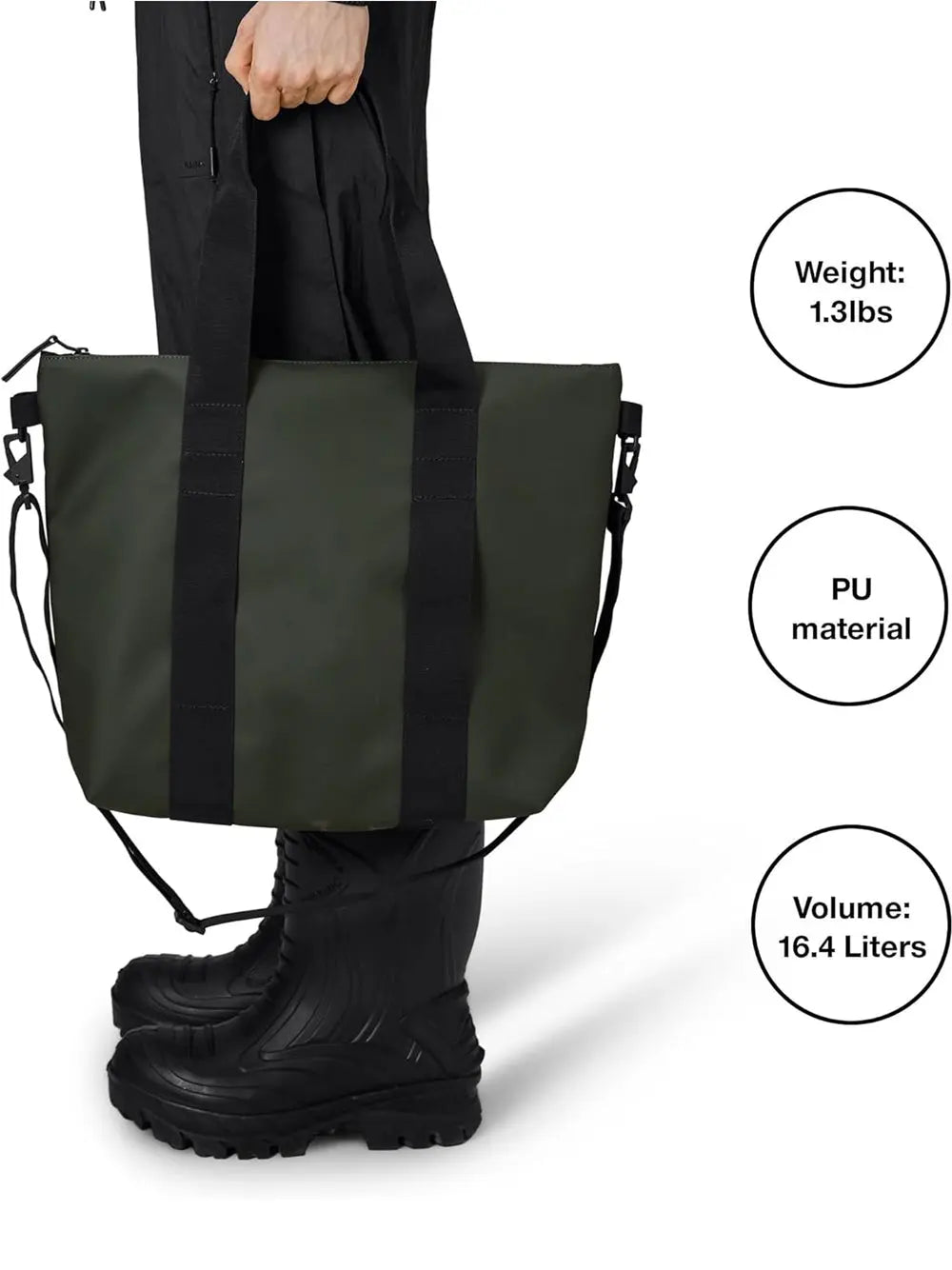 Borsa Rains Unisex Tote Mini Verde Rains Angolo dello Sport