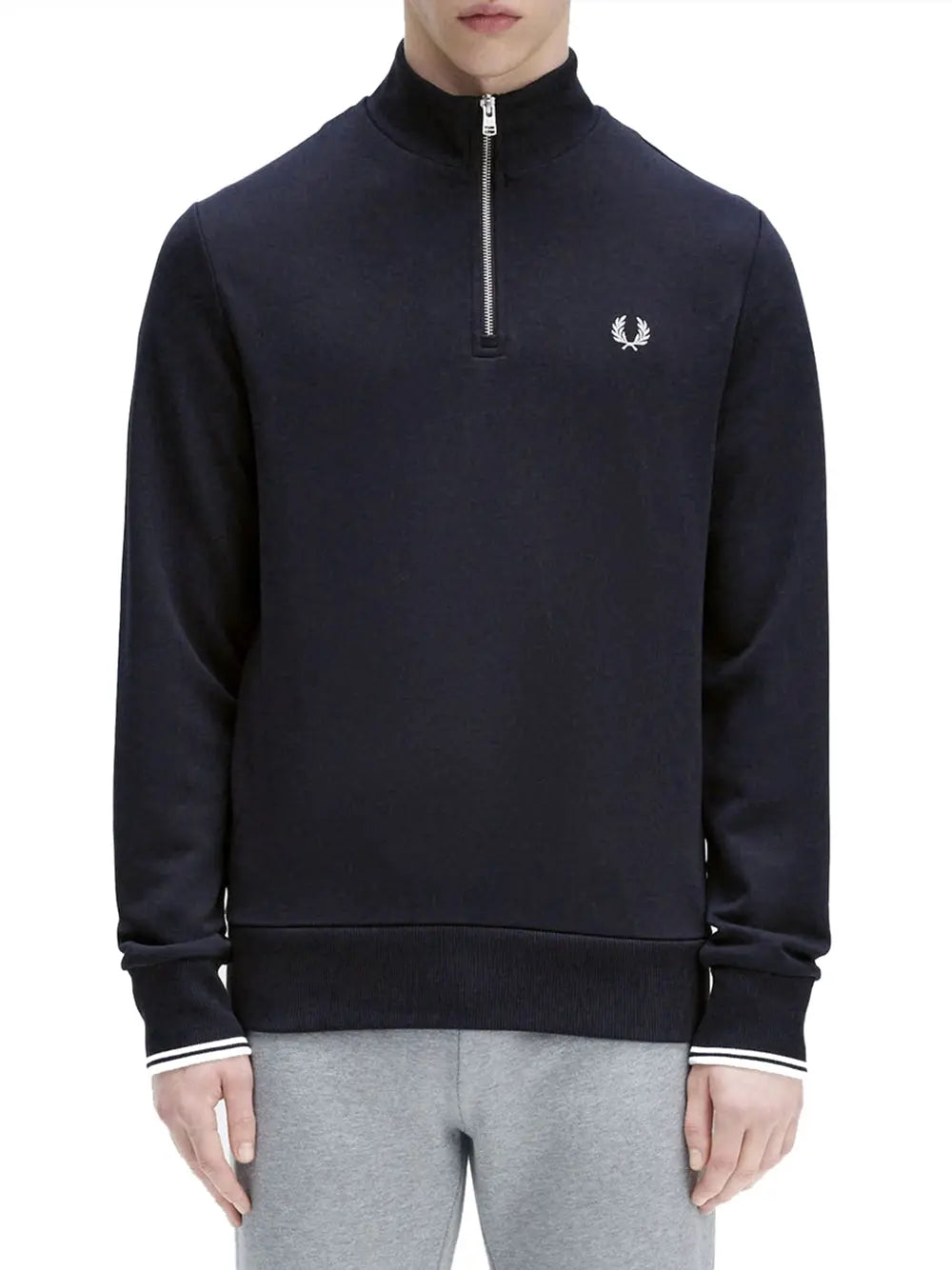 Felpa Fred Perry Half Zip Sweatshirt Uomo - Navy