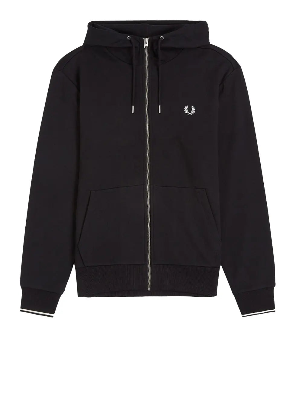 Felpa Fred Perry Hooded Zip Through Sweatshirt Uomo - Nero