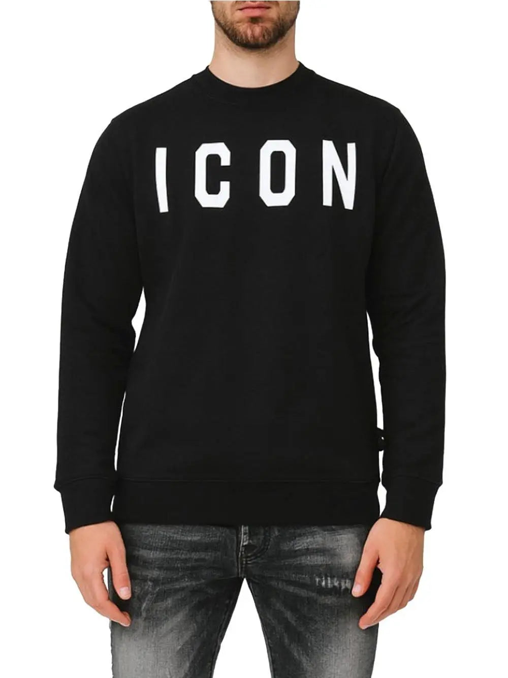 Felpa Icon GIROCOLLO C/LOGO GRANDE Uomo - Nero