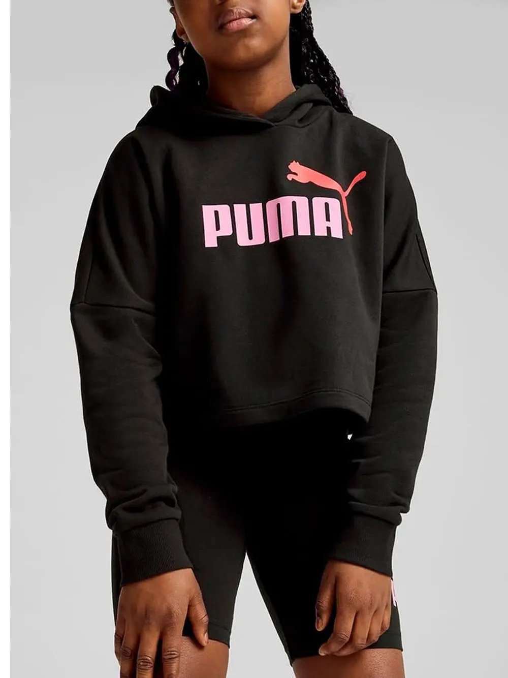 Felpa Puma Bambina Ess Logo Cropped Hoodie G Nero Puma Angolo dello Sport