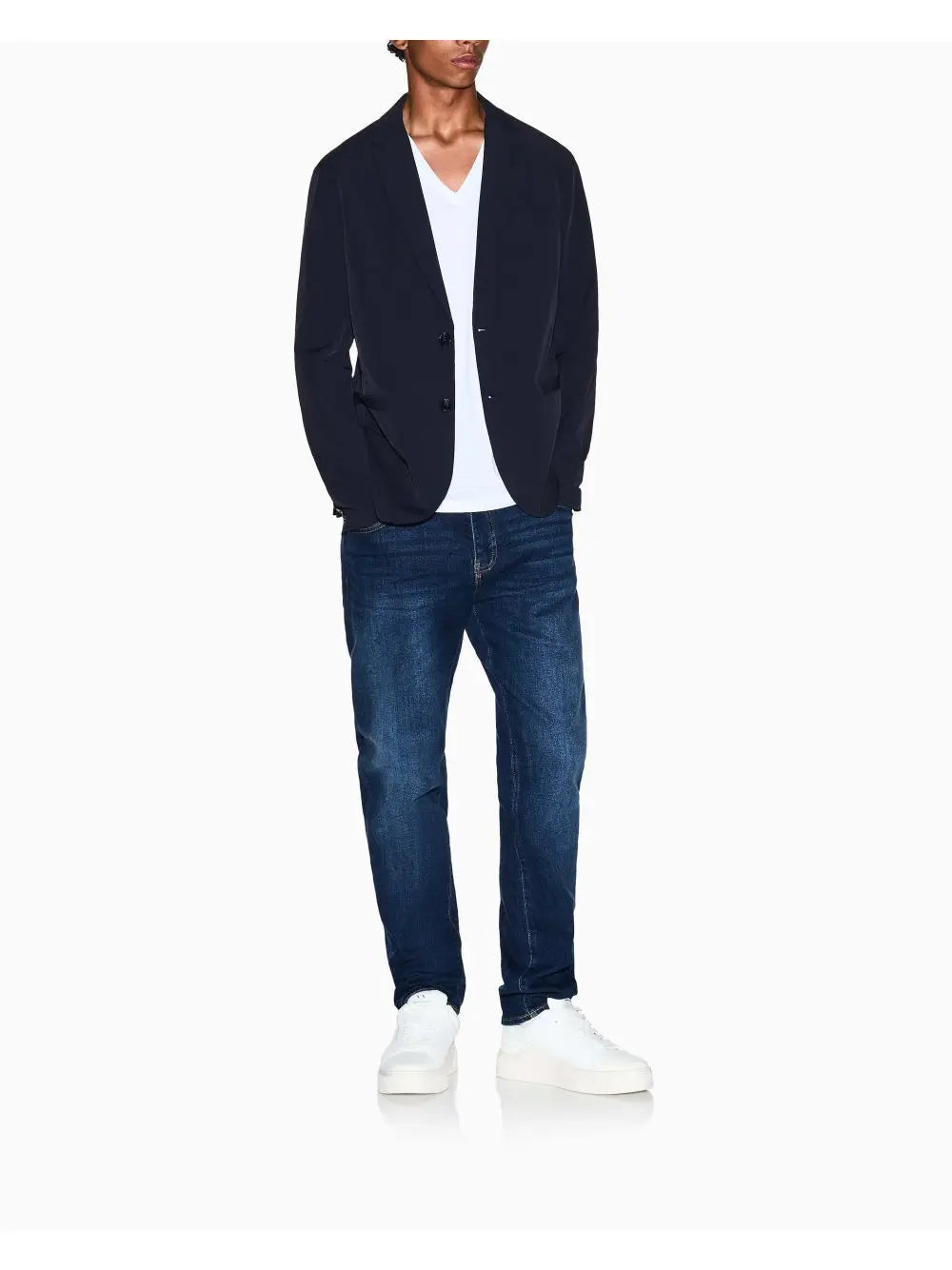Giubbino Armani monopetto in twill ultra stretch Uomo - Navy