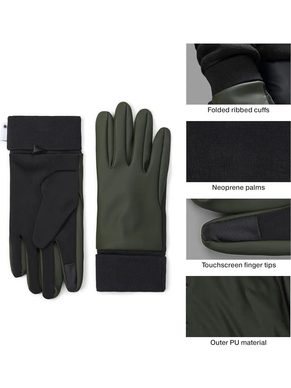 Guanti Rains Unisex Verde Rains Angolo dello Sport