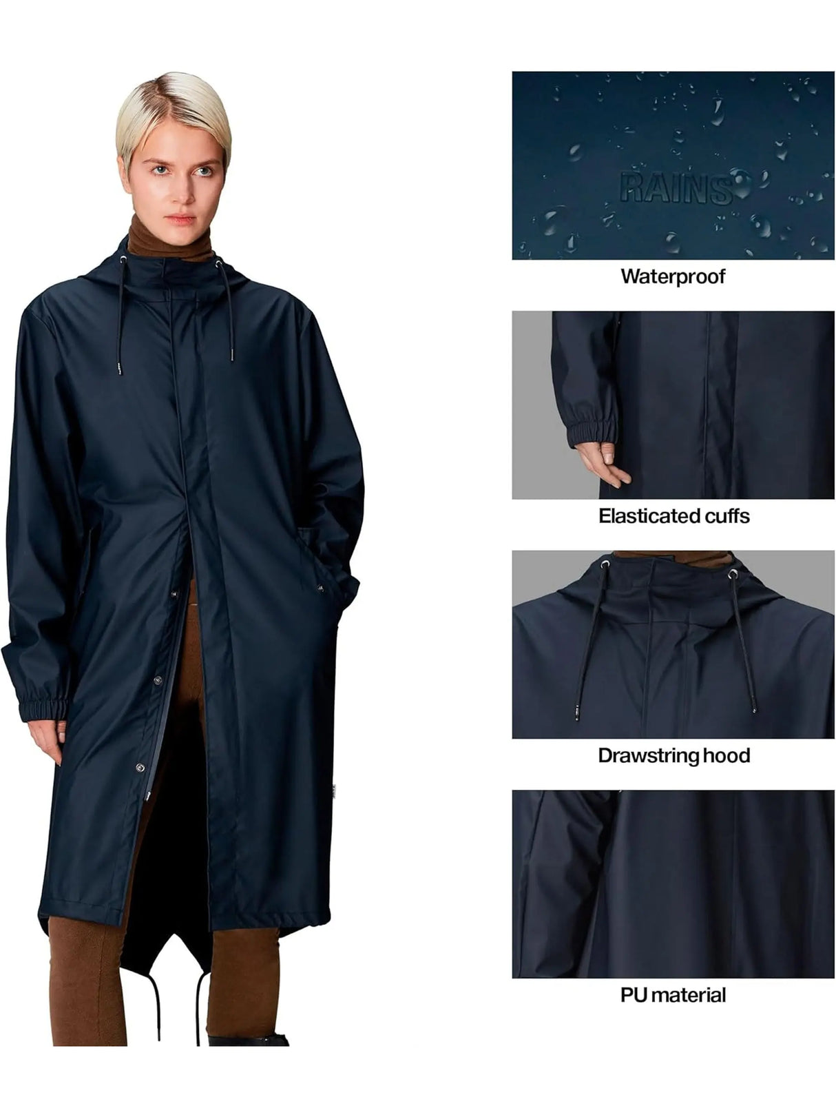 Impermeabile Rains Donna Fishtail Navy Rains Angolo dello Sport