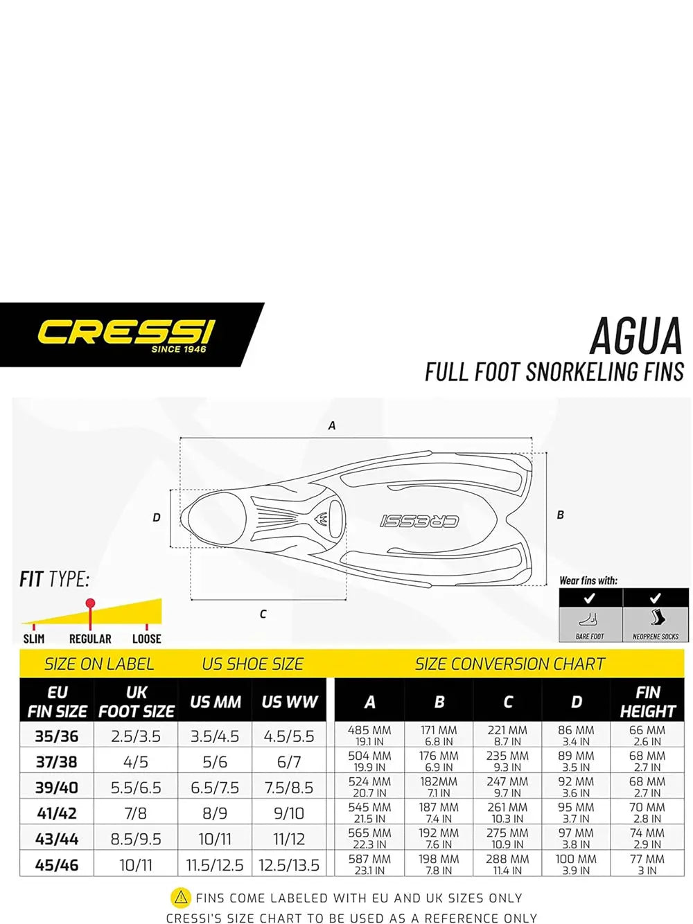 Pinne Agua Cressi Unisex