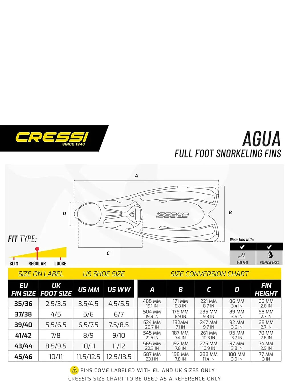 Pinne Agua Cressi Unisex