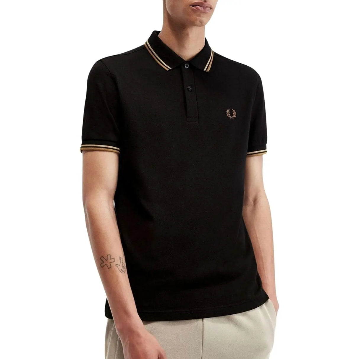 Polo FRED PERRY Uomo TWIN TIPPED Nero FRED PERRY Angolo dello Sport