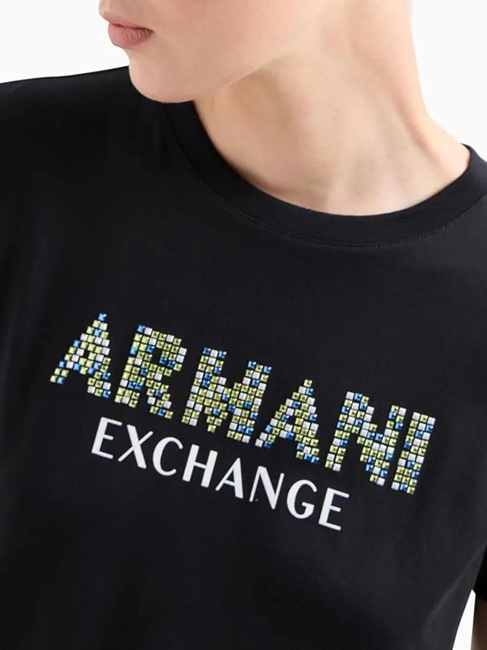 T-Shirt Armani Exchange Donna Nero Armani Angolo dello Sport