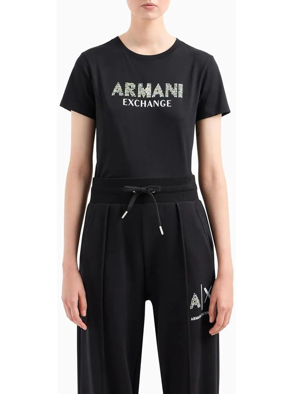T-Shirt Armani Exchange Donna Nero Armani Angolo dello Sport