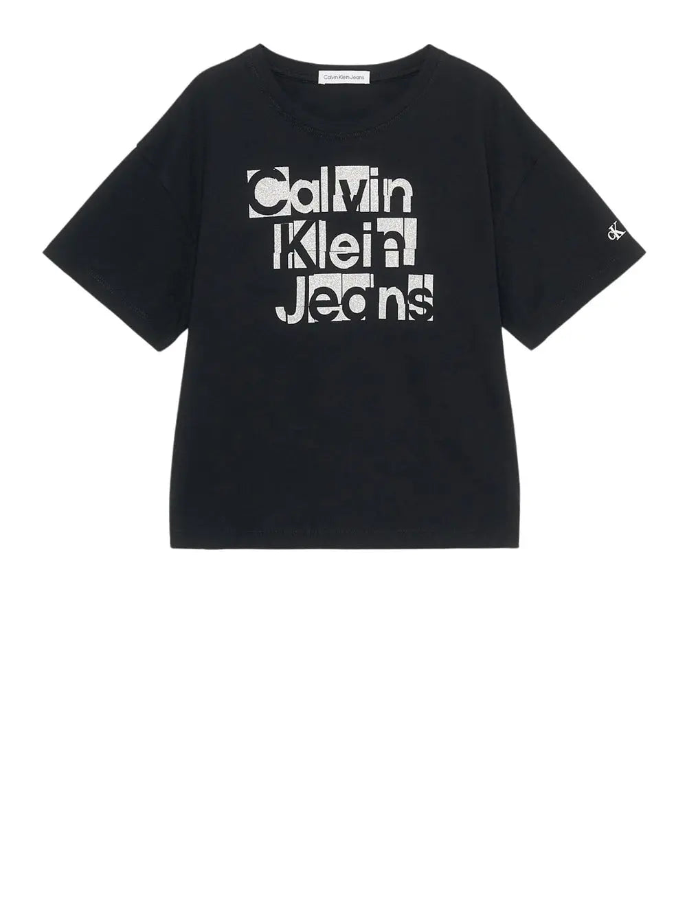 T-Shirt Calvin Klein Bambina Metallic Boxy Nero Calvin Klein Angolo dello Sport